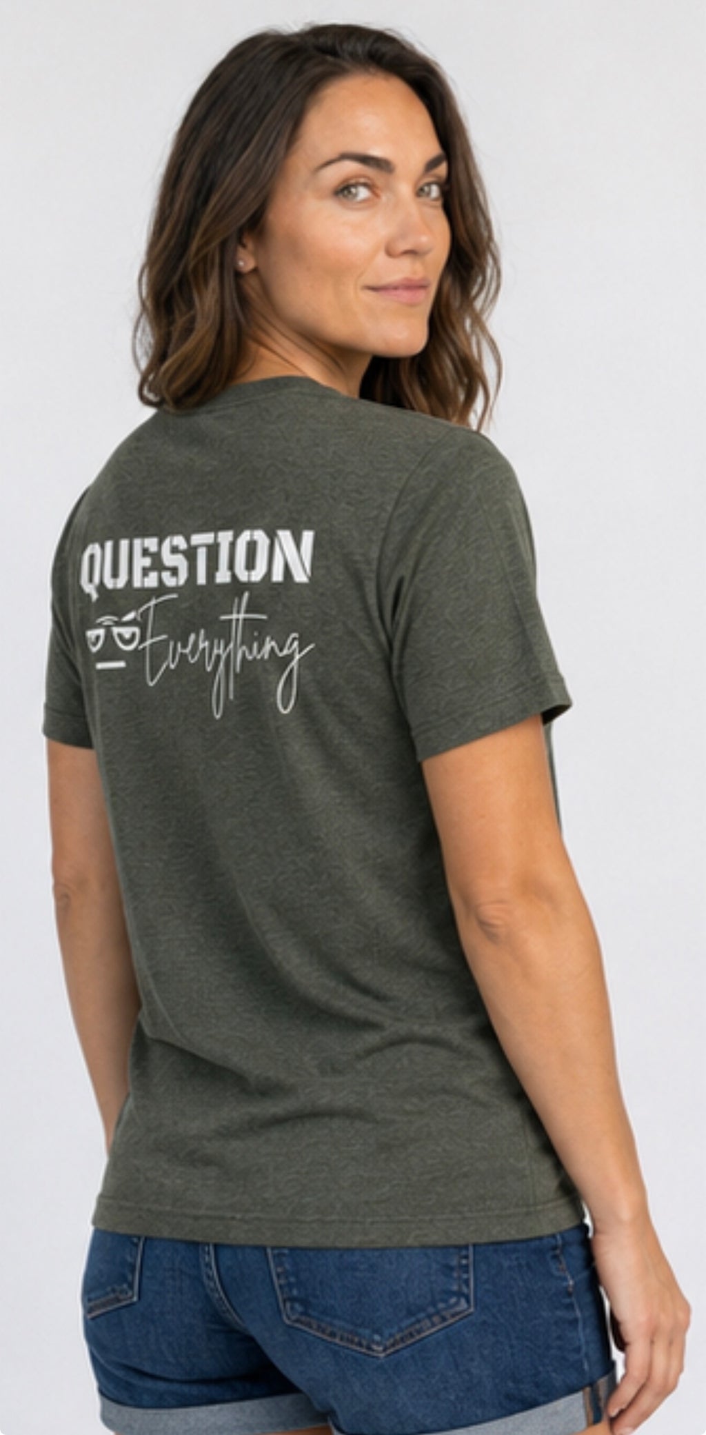 SKEPTIX Question Everything Tee - Heather Military Green