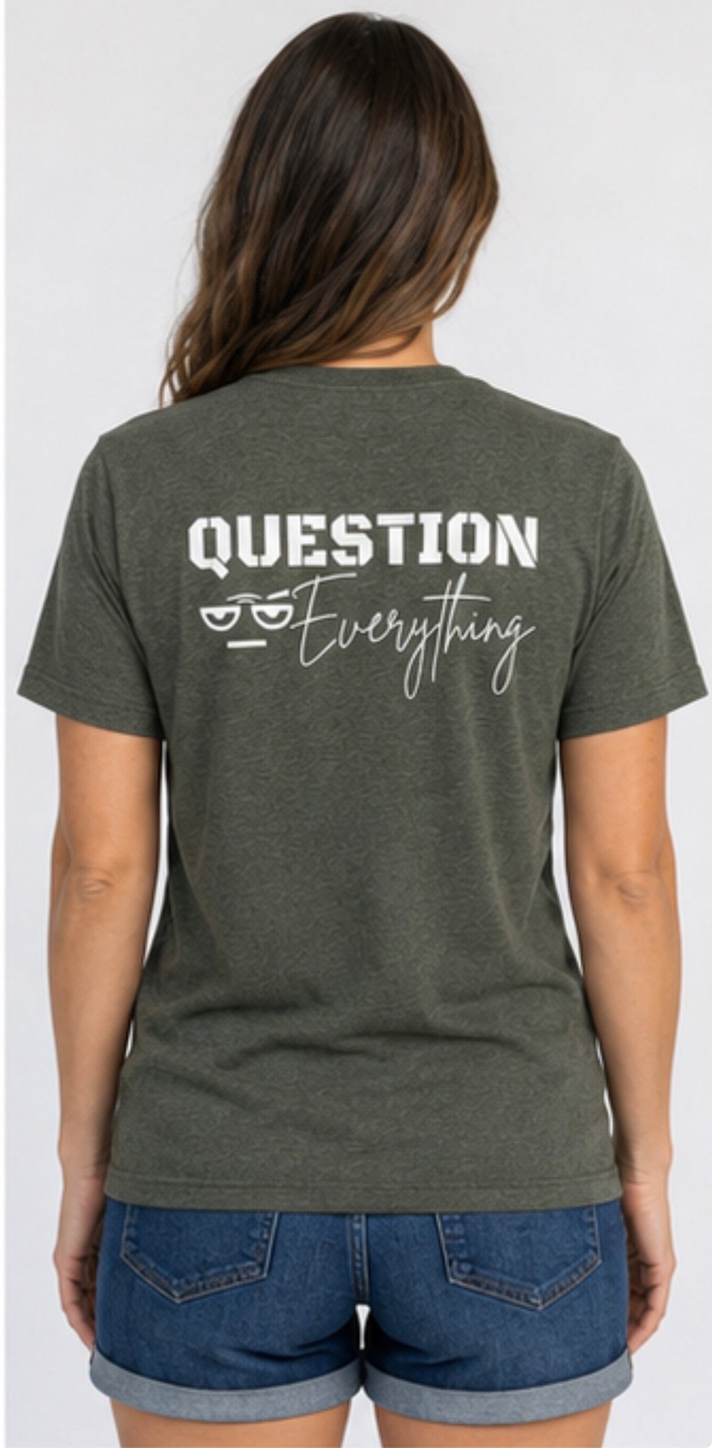 SKEPTIX Question Everything Tee - Heather Military Green