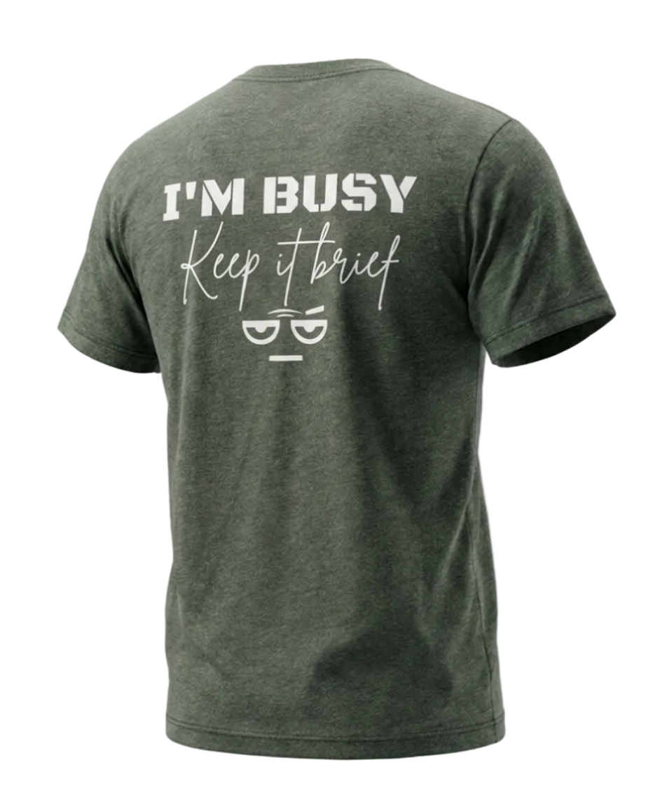 SKEPTIX I'm Busy Tee - Heather Military Green