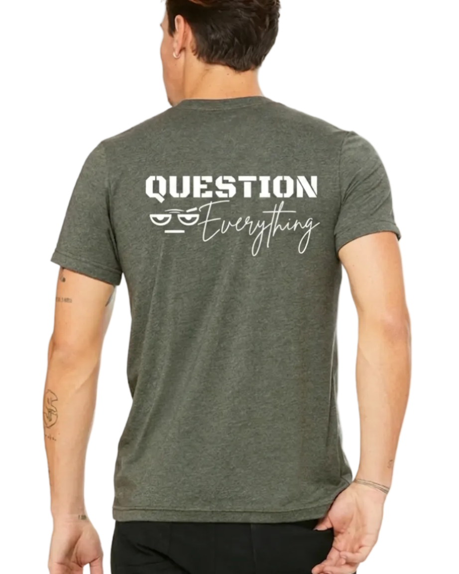 SKEPTIX Question Everything Tee - Heather Military Green