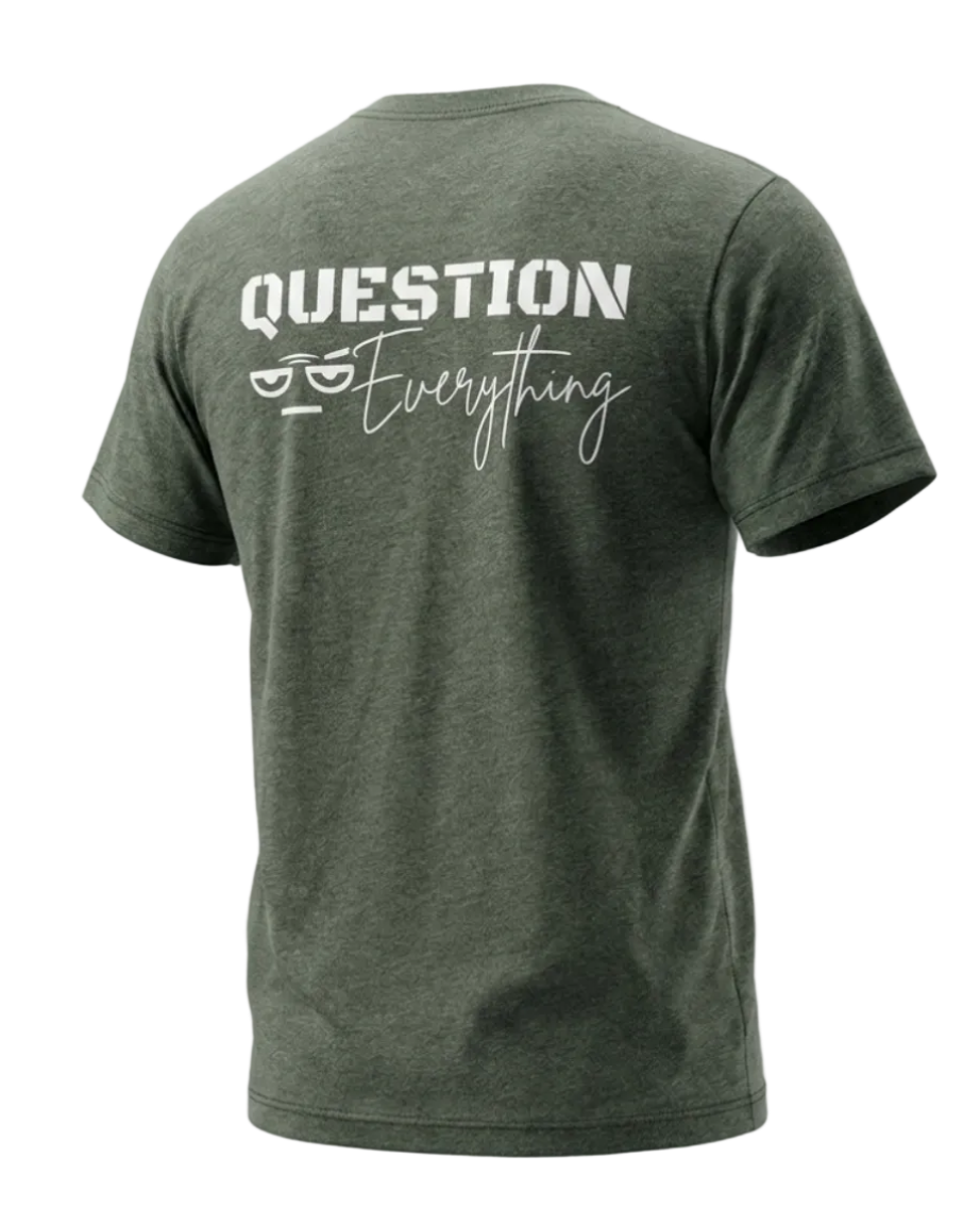 SKEPTIX Question Everything Tee - Heather Military Green
