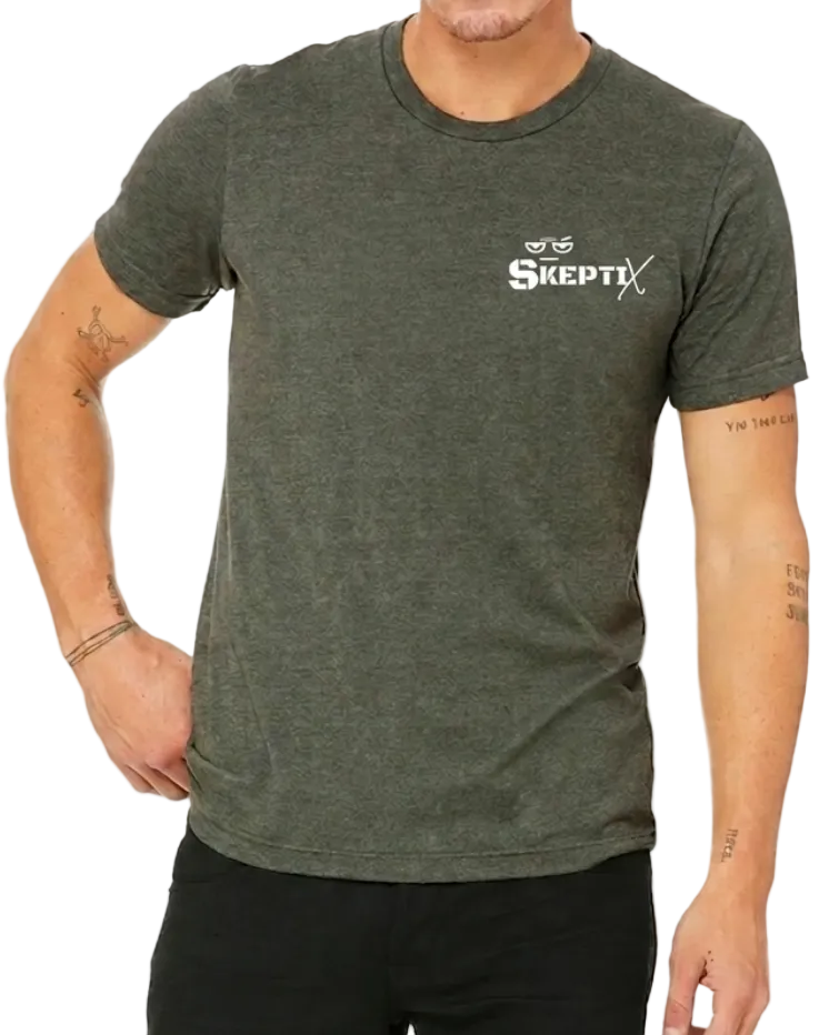 SKEPTIX Question Everything Tee - Heather Military Green